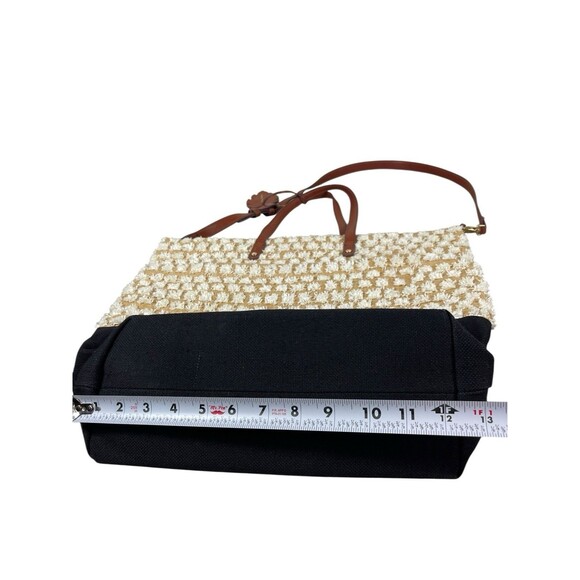 Tommy Bahama Tan Black Woven Tote Bag Brown Strap Large Shoulder Purse Beachy - Picture 11 of 16